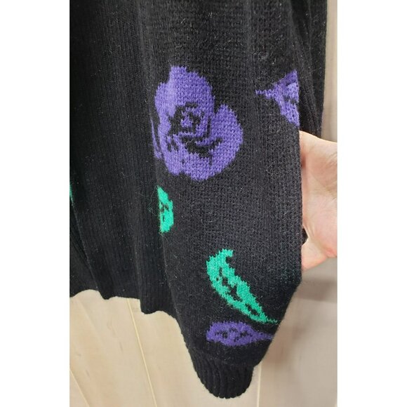 Vintage JJ BROWNE Long Cardigan Sweater Floral, Sz M, 80s 90s Flower Valley Girl - Picture 8 of 8